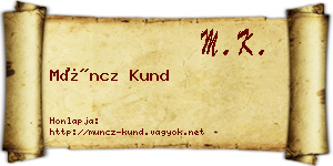 Müncz Kund névjegykártya